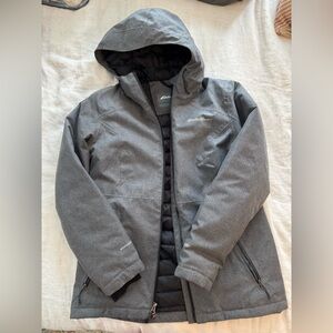 Eddie Bauer Gray Ski Jacket Full-Length Zipper